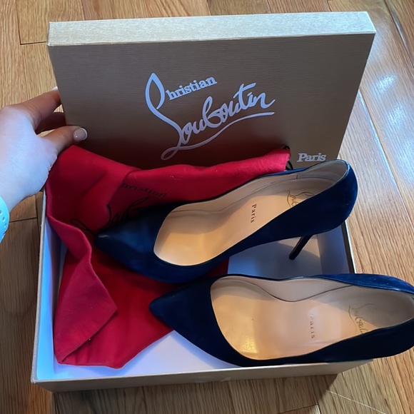 Christian Louboutin Corneille Navy Suede Pump 100 - Picture 9 of 9